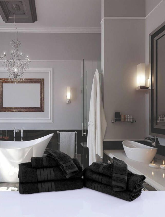 Good morning Badlaken Uni Towels met geweven rand (2 stuks)