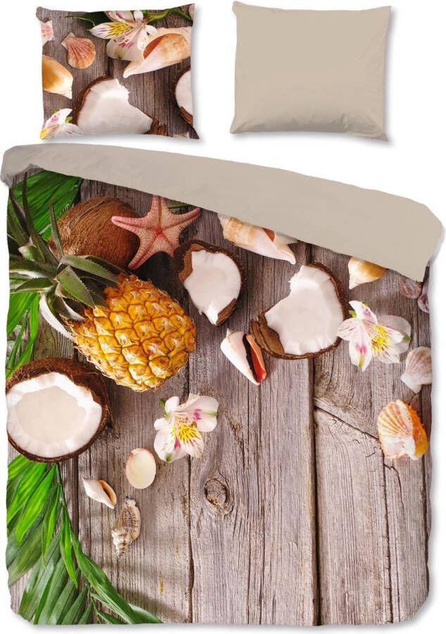 Good Morning Coconut Dekbedovertrek Lits-jumeaux 240x200 220 cm + 2 kussenslopen 60x70 cm Bruin