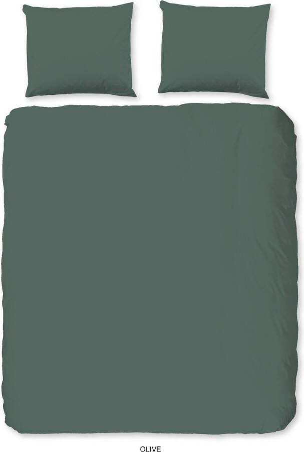 Good Morning Goodmorning Dekbedovertrek UNI Olive Green-Lits-jumeaux (240 x 200 220 cm)