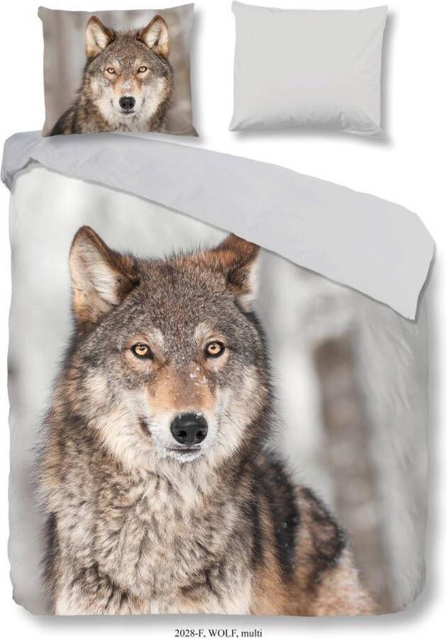 Good morning Tweezijdig te gebruiken overtrekset Wolf met dierenprint (2-delig)