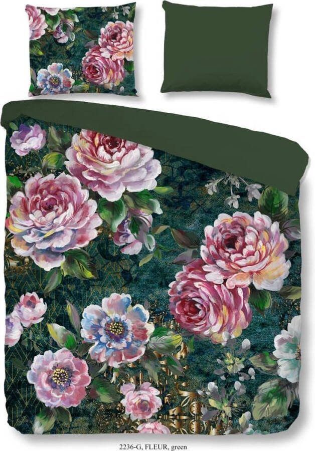 Good Morning Fleur dekbedovertrek 2-persoons (200x200 220 cm + 2 slopen) Katoen Groen