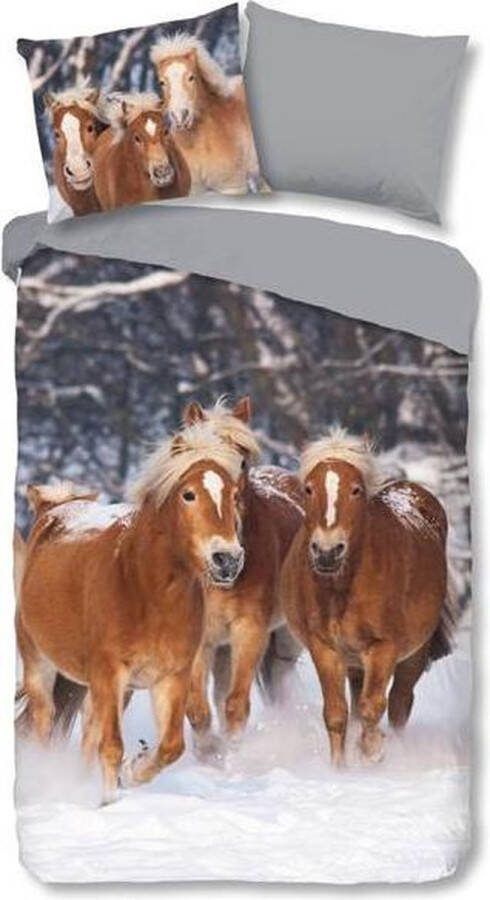 Good Morning Kinder Dekbedovertrek Flanel Happy Horses multi 140x200 220cm