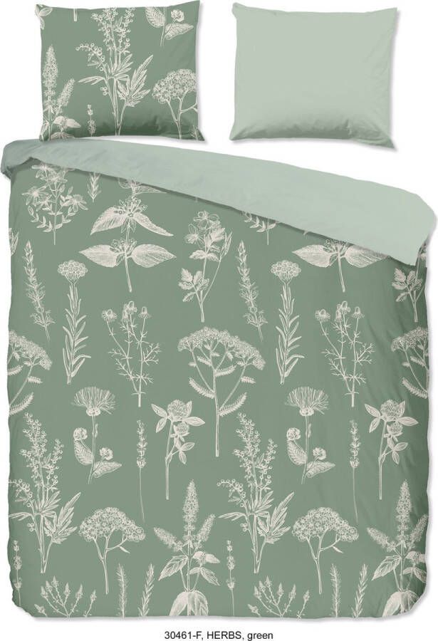 Good Morning Herbs Flanel Dekbedovertrek Groen-Lits-jumeaux (240 x 200 220 cm)