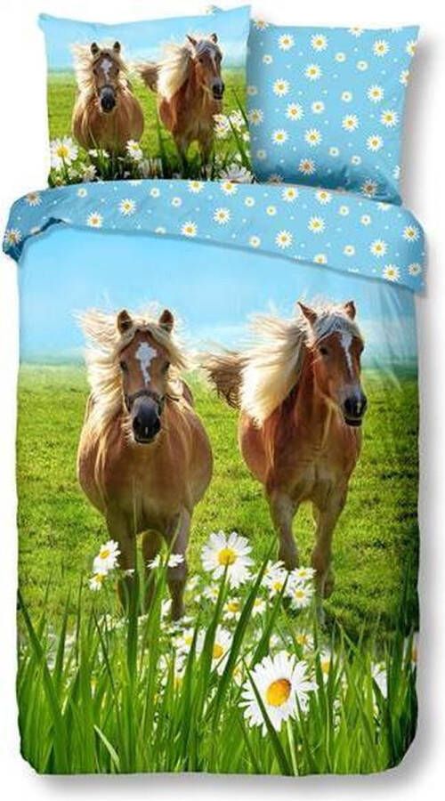 Good Morning Horses Dekbedovertrek Junior 120x150 cm + 1 kussensloop 60x70 cm Multi kleur