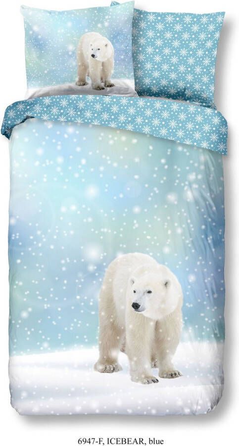 Good Morning Icebear Flanel Dekbedovertrek Eenpersoons 140x200 220 cm Blauw