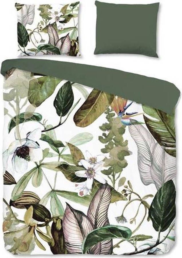 Good Morning Leaves flanel dekbedovertrek 1-persoons (140x200 220 cm + 1 sloop) Flanel Groen