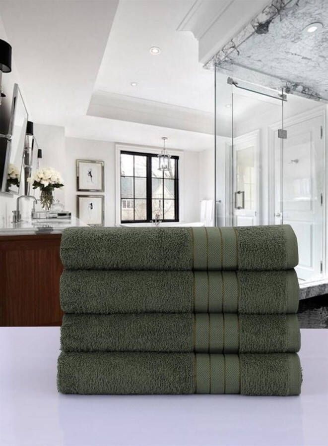 Good Morning Luxe Handdoeken Set Handdoek Badtextiel 50x100cm 100% Zacht Katoen Groen 4 stuks