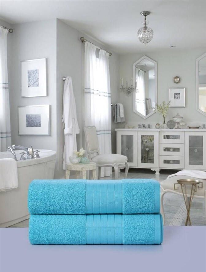 Good Morning Luxe Handdoeken Set Handdoek Douchelaken 70x140cm 100% Zacht Katoen Aqua Blauw 2 stuks