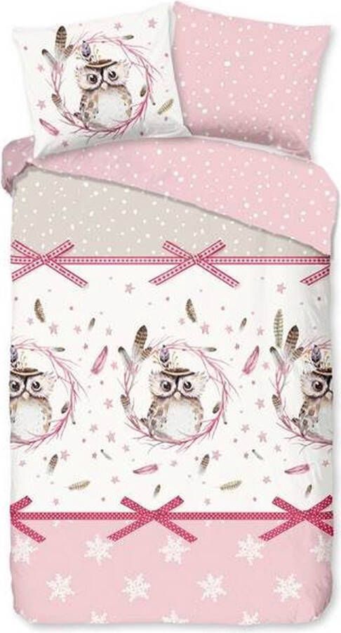 Good Morning Owl Dekbedovertrek Junior 120x150 cm Pink