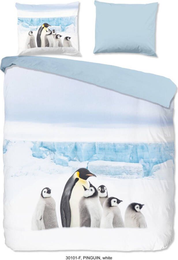 Good Morning Dekbedovertrek Flanel Pinguin-Lits-jumeaux (240 x 200 220 cm)