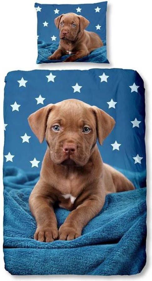 Good Morning Pup Dekbedovertrek Eenpersoons 140x200 220 cm + 1 kussensloop 60x70 cm Multi kleur