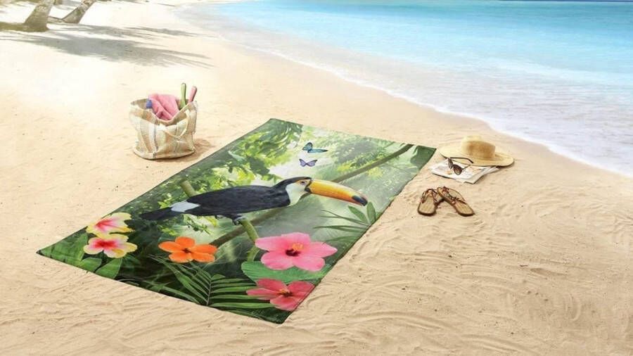 Good Morning Rainforest Strandlaken 100% Polyester Velours 100x180 Cm Groen