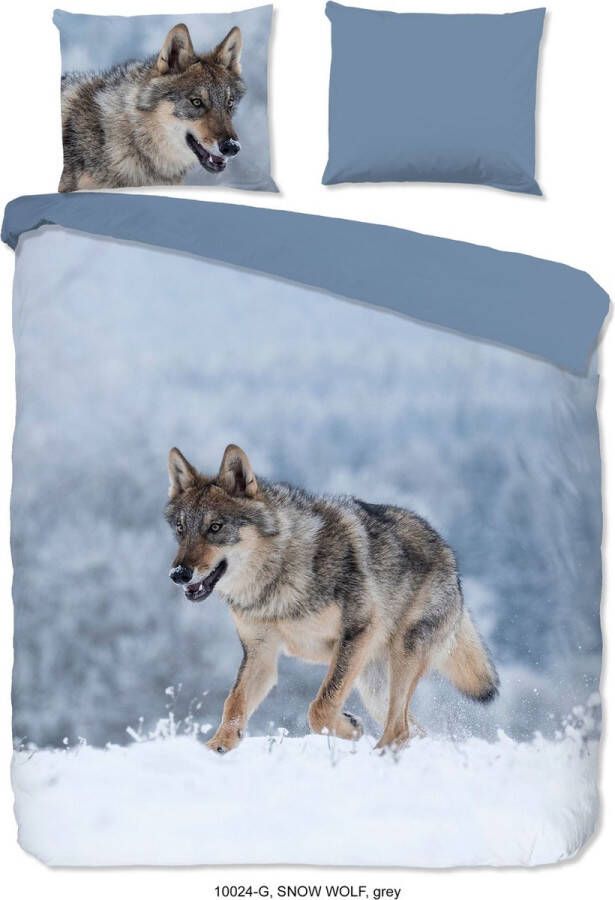 Good Morning Goodmorning Dekbedovertrek Sneeuw Wolf Grijs-Lits-jumeaux (240 x 200 220 cm)