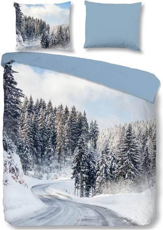 Good Morning Snowy Road Flanel Dekbedovertrek Tweepersoons 200x200 220 cm Multi