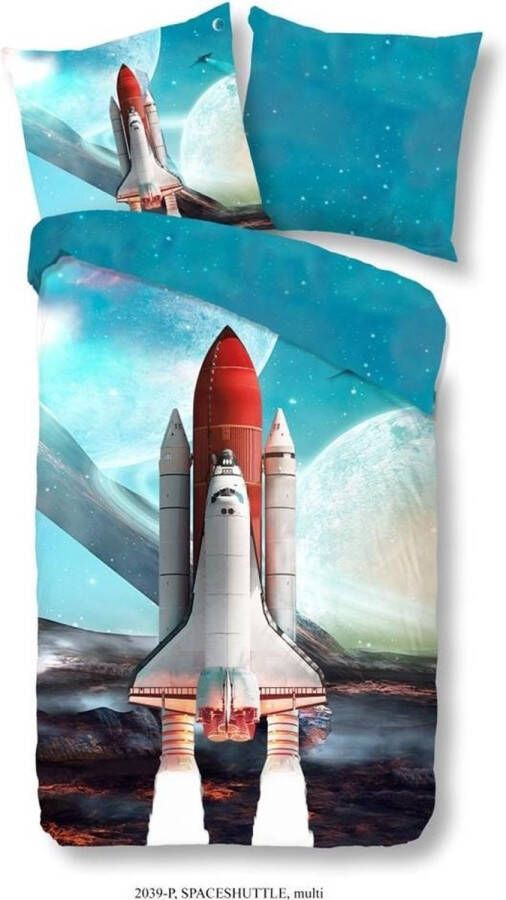 Good Morning Spaceshuttle Dekbedovertrek Eenpersoons 140x200 220 cm Multi