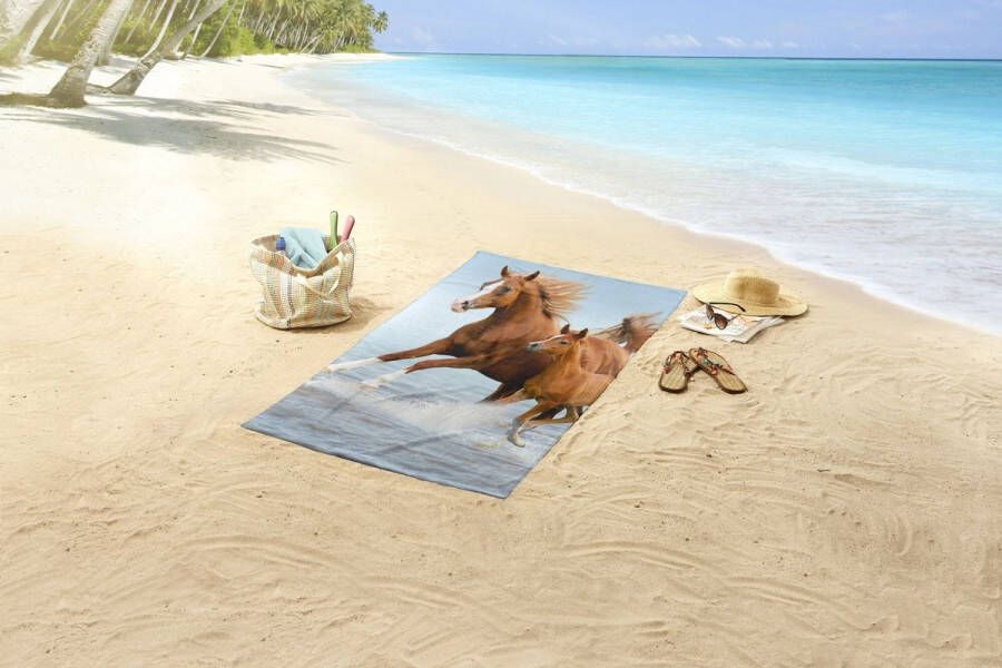 Good morning Strandlaken Free Microvezel 75x150 Sneldrogend Strand Kind Paard Blauw (1 stuk)