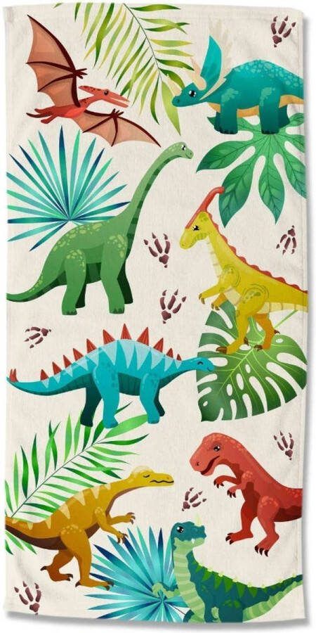 Good morning Strandlaken Dino's 100% microvezel 75x150 sneldrogend kind jongens dinosaurus natuur (1 stuk)