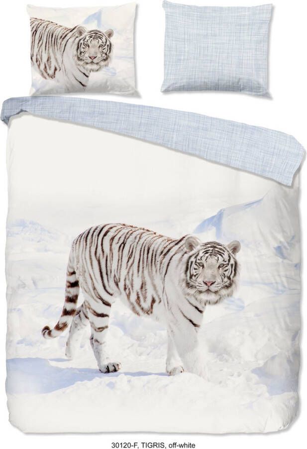 Good Morning Tigris Dekbedovertrek Flanel Tweepersoons 200x200 220 cm Off-white