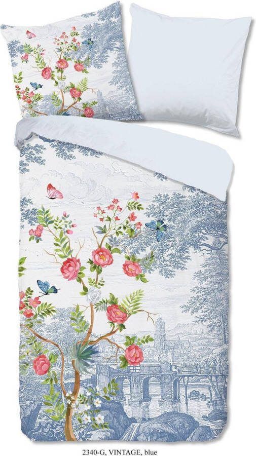 Good Morning Vintage Dekbedovertrek Eenpersoons 140x200 220 cm + 1 kussensloop 60x70 cm Blauw
