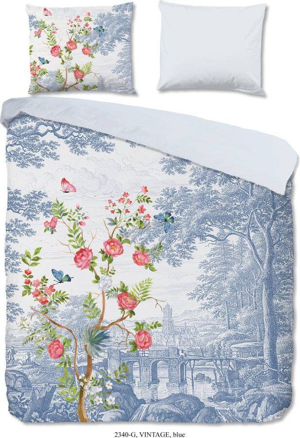 Good Morning Vintage Dekbedovertrek Lits-jumeaux 240x200 220 cm + 2 kussenslopen 60x70 cm Blauw