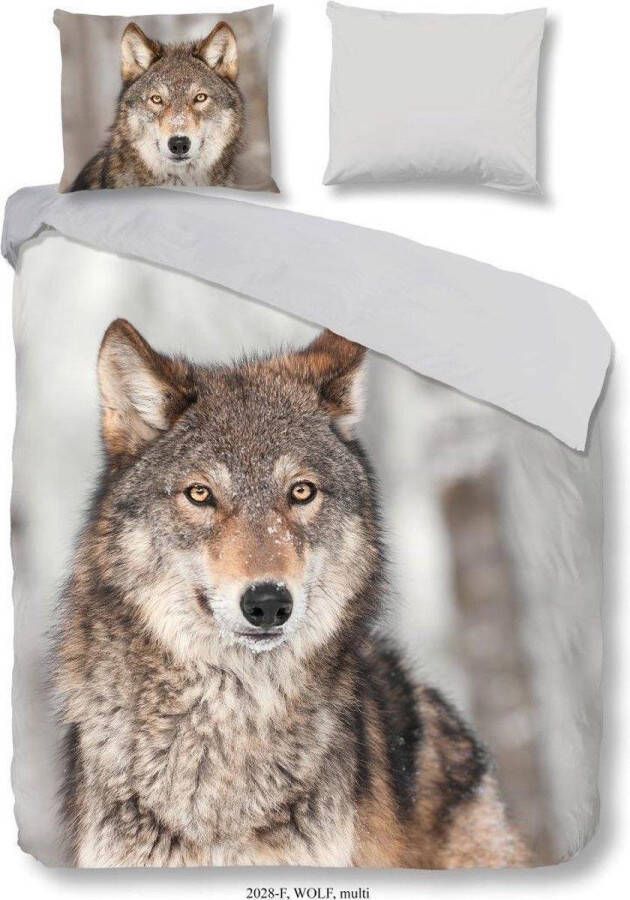 Good Morning Wolf Flanel Dekbedovertrek Eenpersoons 140x200 220 cm Multi