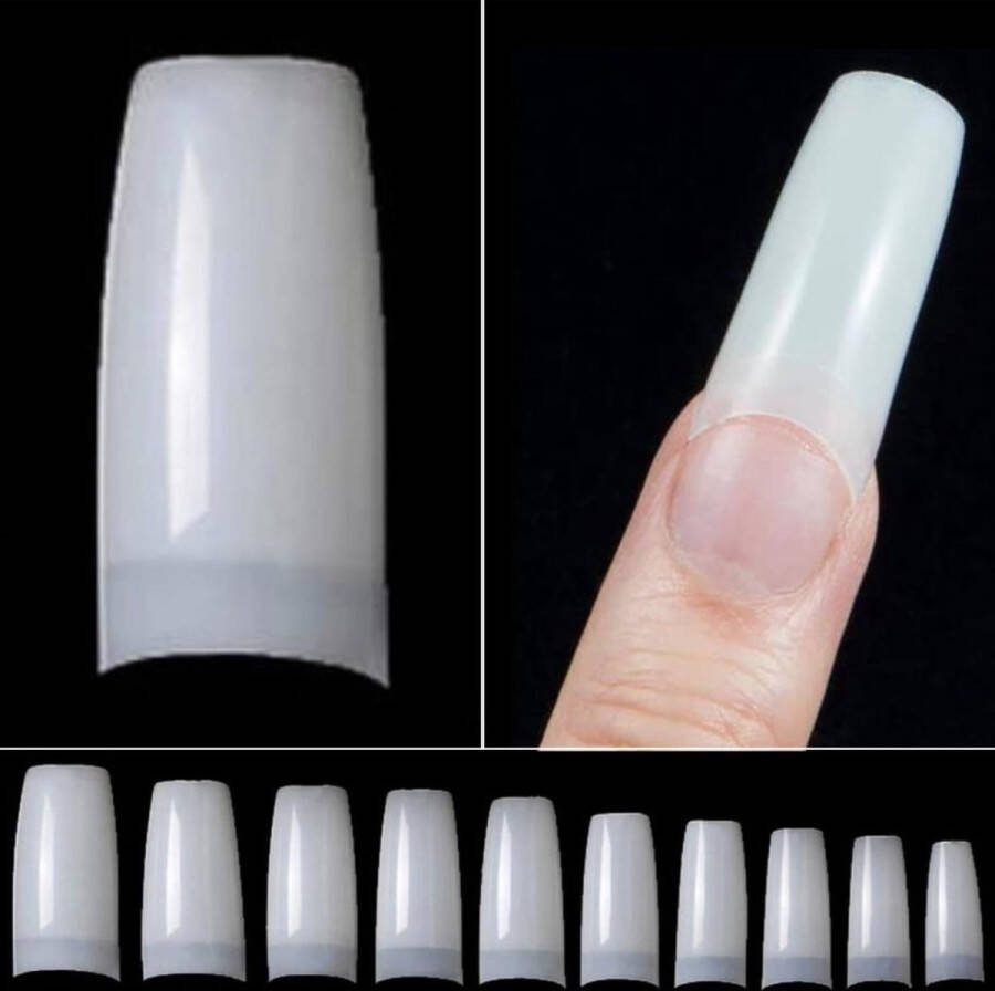 Goodbitz Nageltips 500 stuks Ballerina Coffin Nailtips Nepnagels Kunstnagels Plaknagels Nageltips naturel Nagel tips naturel Half cover Nailtips Half cover nageltips 500 stuks Nagel tips acryl