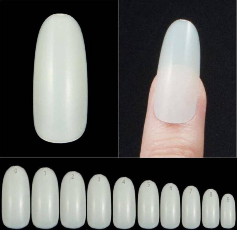 Goodbitz Nageltips 500 stuks Ovaal lang Nailtips Nepnagels Kunstnagels Plaknagels Nageltips naturel Nagel tips naturel Full cover Nailtips Full cover nageltips 500 stuks Nagel tips acryl Nagel tips