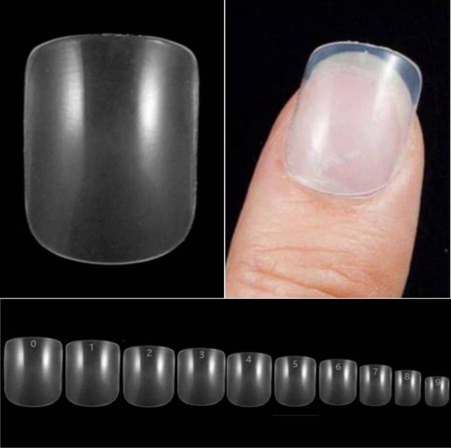 Goodbitz Nageltips 500 stuks Square kort Nailtips Nepnagels Kunstnagels Plaknagels Nageltips transparant Nagel tips transparant Full cover Nailtips Full cover nageltips 500 stuks Nagel tips acryl Nagel tips