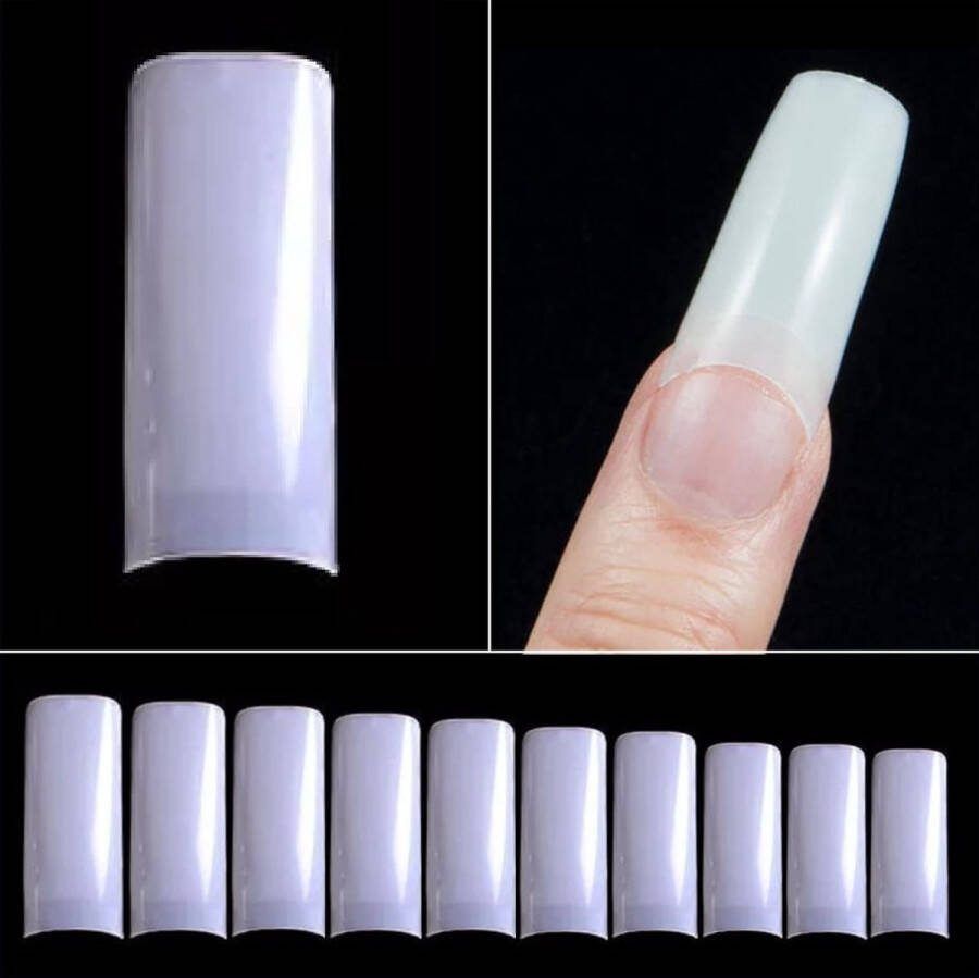 Goodbitz Nageltips 500 stuks Square Nailtips Nepnagels Kunstnagels Plaknagels Nageltips naturel Nagel tips naturel Half cover Nailtips Half cover nageltips 500 stuks Nagel tips acryl