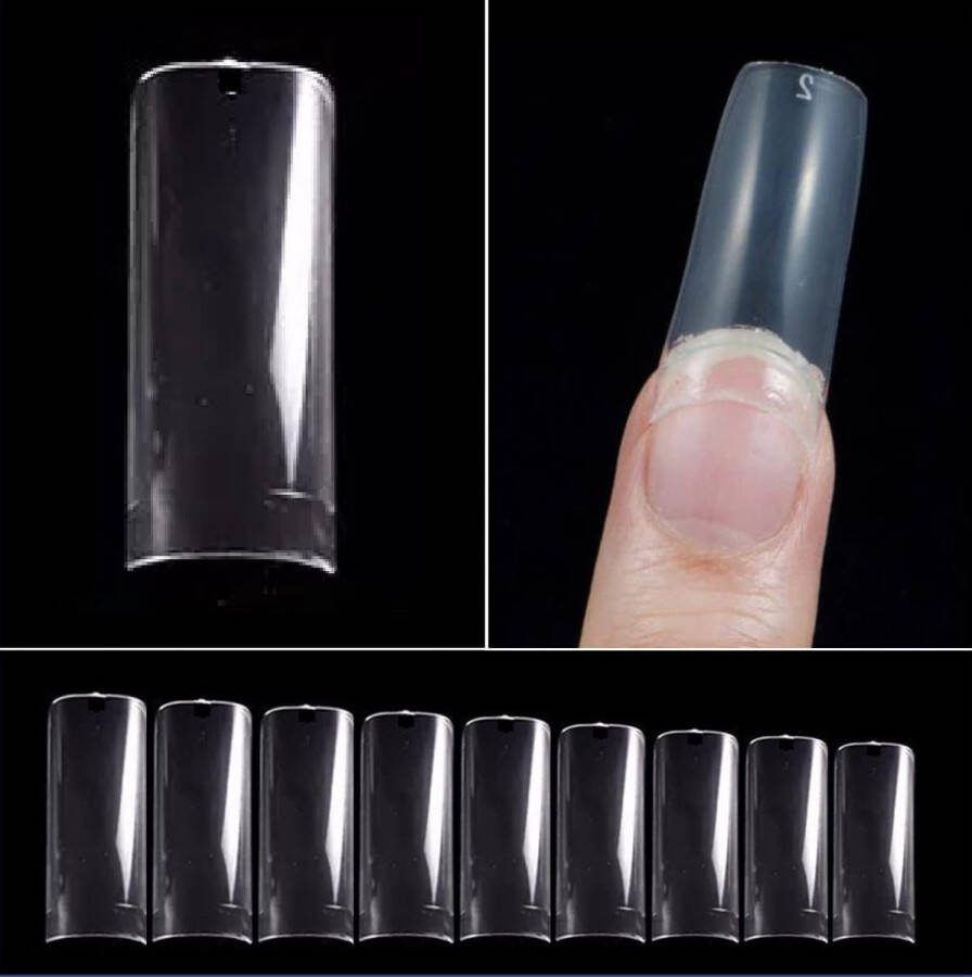 Goodbitz Nageltips 500 stuks Square Nailtips Nepnagels Kunstnagels Plaknagels Nageltips transparant Nagel tips transparant Half cover Nailtips Half cover nageltips 500 stuks Nagel tips acryl