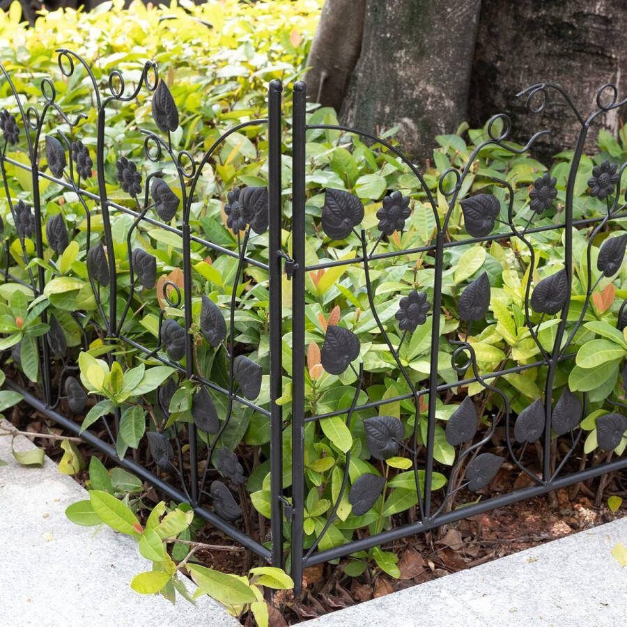 Goodivery Elegante Zwarte IJzeren Decoratieve Tuinafscheiding Set van 5 Stuks