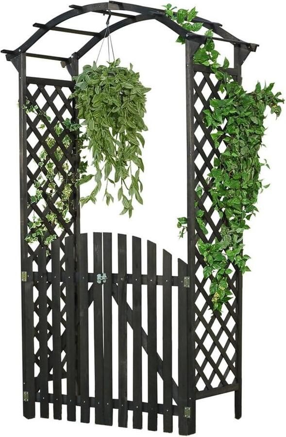 Goodivery Charmante Houten Rozenboog Met Deur Voor Klimplanten En Tuindecoratie