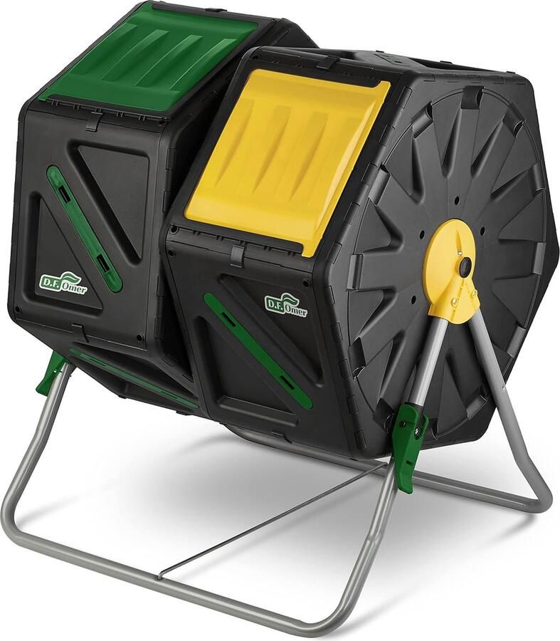 Goodivery Compacte Tweekamer Composter met Eenvoudig Draaisysteem en Sterk Stalen Frame 70L Capaciteit