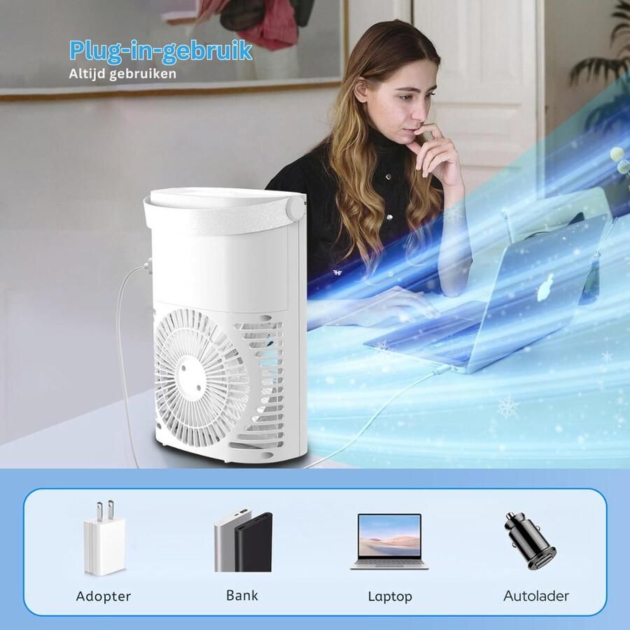 Goodivery Luchtkoeler Mobiele airconditioner Mini-luchtkoeler Waterkoelventilator Wit 20x26x11