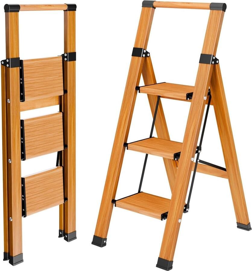 Goodivery Veilig en Ruimtebesparende Opvouwbare Huishoudtrap met Handgreep en Antislip Pedalen