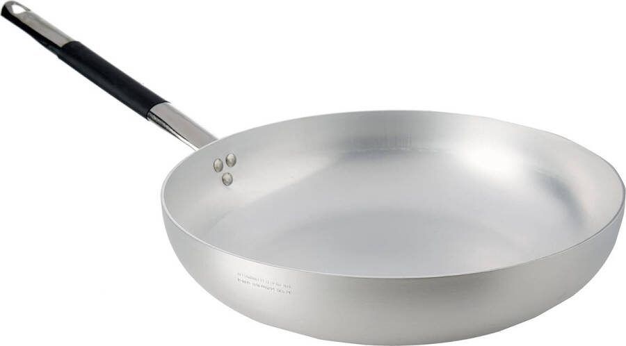 Goodivery Hoogwaardige Aluminium Kookpan met Roestvrij Stalen Handgreep 36 cm Zilver Zwart