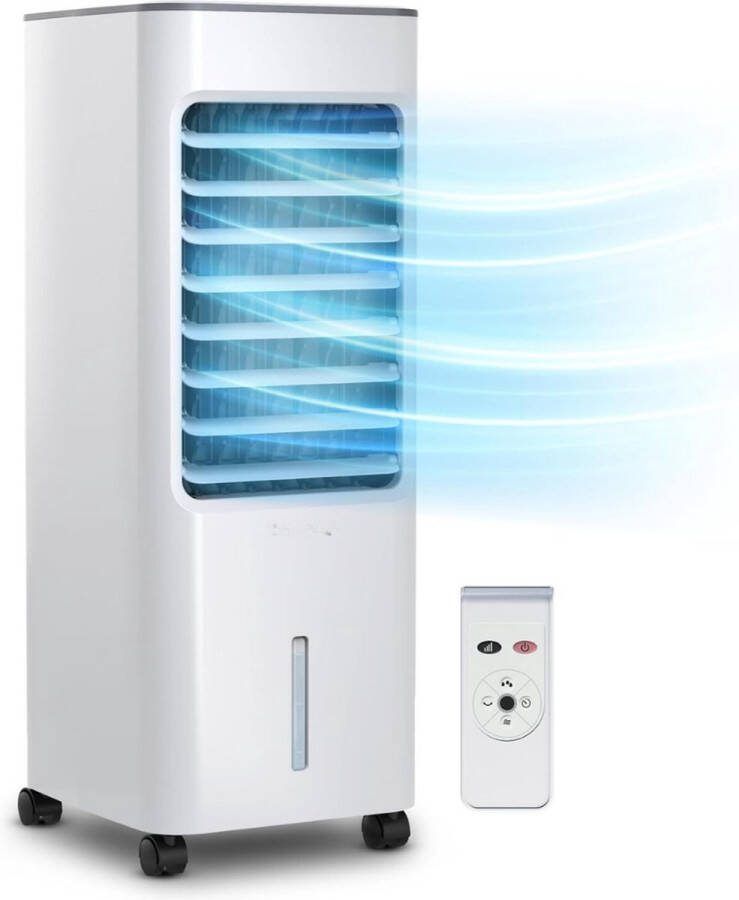 Goodivery Luchtkoeler Airconditioner Mobiele luchtkoeler 4 instellingen en 3 snelheden Wit 26.5 x 28 x 70 cm