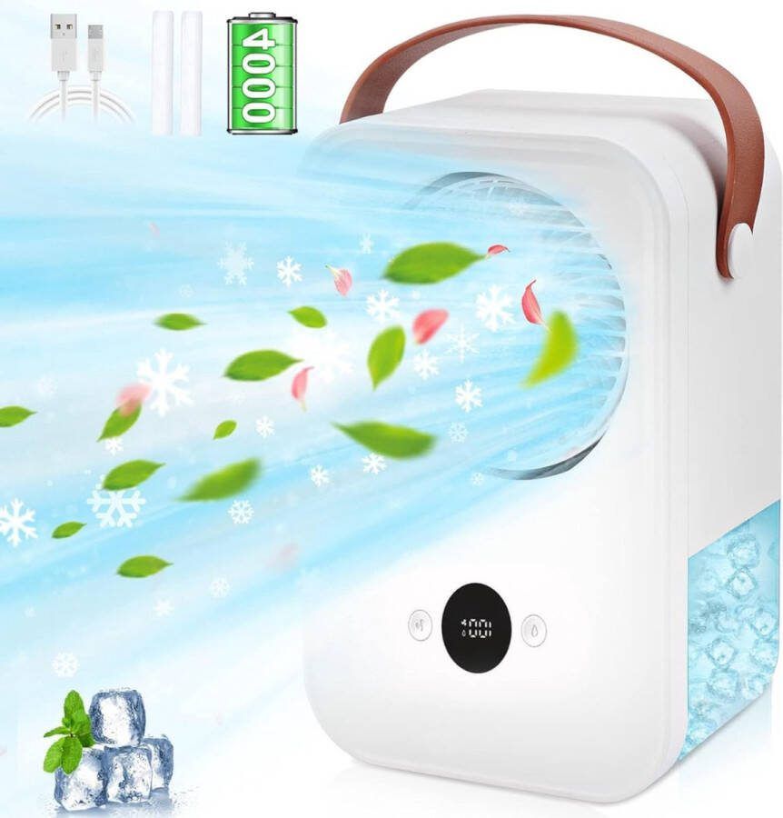 Goodivery Luchtkoeler Draagbare airconditioner Mini-luchtkoeler airconditioning Luchtkoeler Wit 11 x 18.01 x 25.02 cm