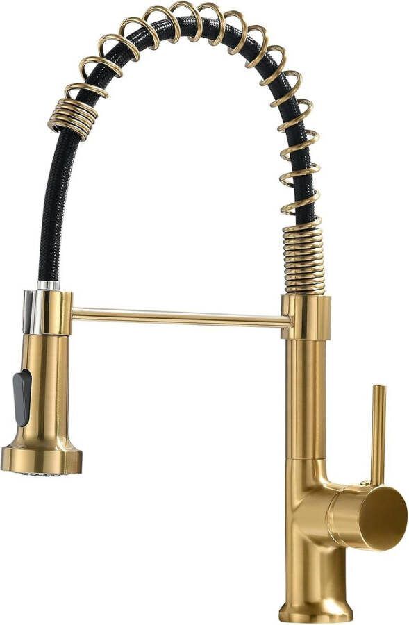 Goodivery Luxueuze Gouden Keukenkraan met 360° Draaibare Uitloop en Multifunctionele Sproeier
