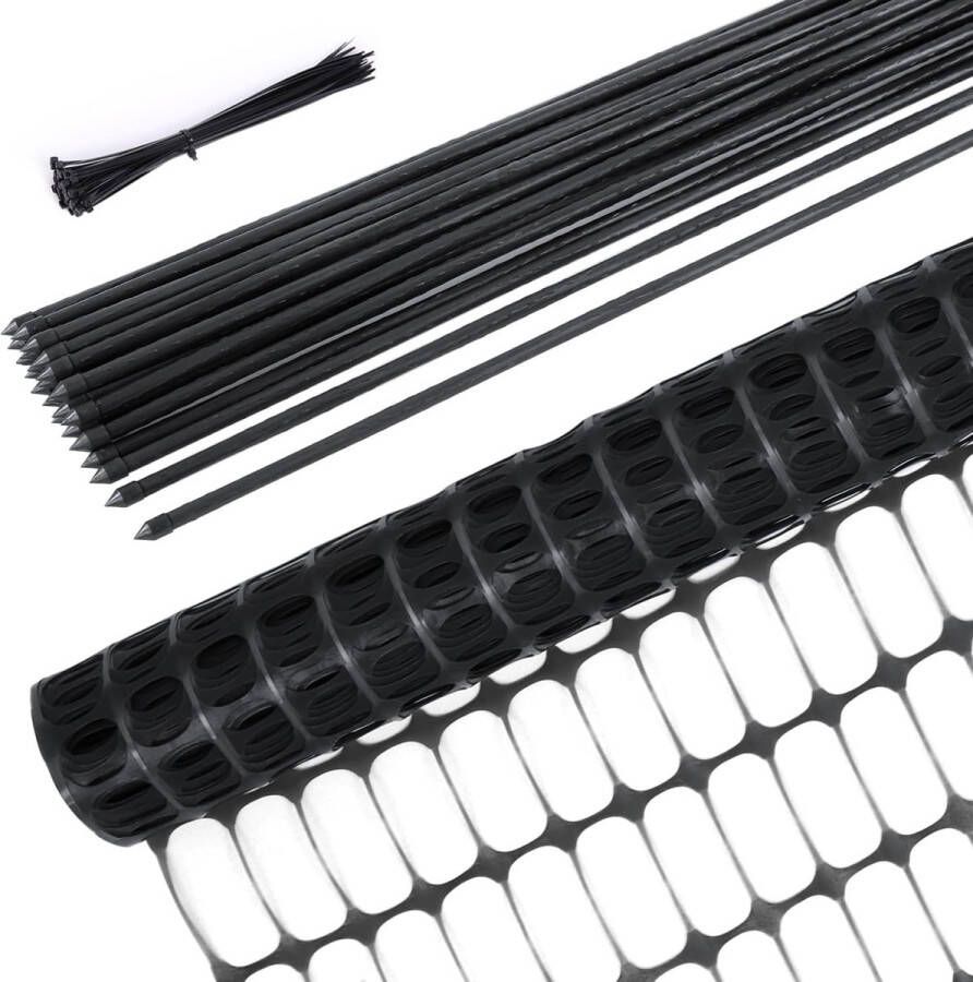 Goodivery Tuinomheining Mobiel Gaashek 30 m Lang & 1 m Hoog met 25 Palen Strakke Mesh Hekwerk