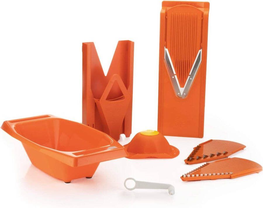 Goodivery Veelzijdige Groentesnijder Set met Verzamellade en Spiraalsnijder Oranje