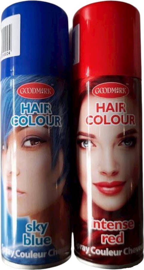Goodmark Haarspray Harley quinn uitwasbare spuitbussen voor haar rood en blauw