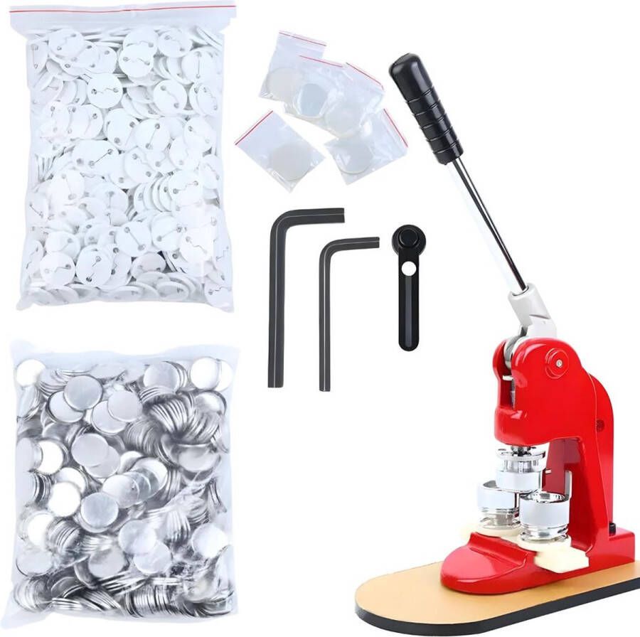 Goods Button Maker Button maken Inclusief 500 Buttons Button Machine 25 t m 28mm Rood Inclusief 2 Inbussleutels