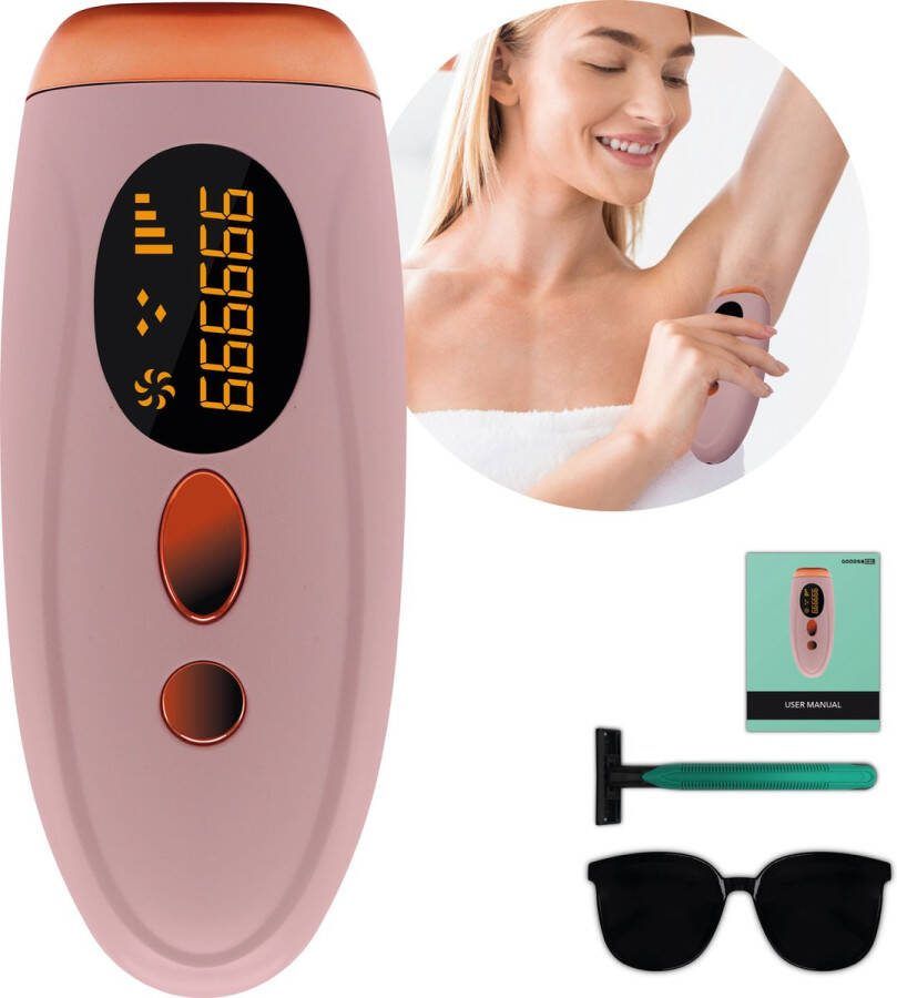 Goods&Co. IPL Laser Ontharingsapparaat Laser Technologie Permanente Haarverwijdering voor Thuis 1 Miljoen Laserflitsen Veilig Pijnloos & Effectief Ontharen van het Gehele Lichaam Rose