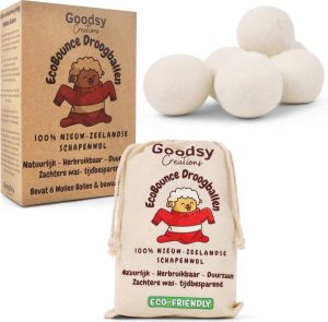 Goodsy Creations XL Drogerballen Droogballen Wasdrogerballen Wasbol Wasbollen Voor Wasdrogers Wasballen 100% Wol 6 Stuks Duurzaam Cadeau Drogerballen wol Wasverzachter Dryerballs