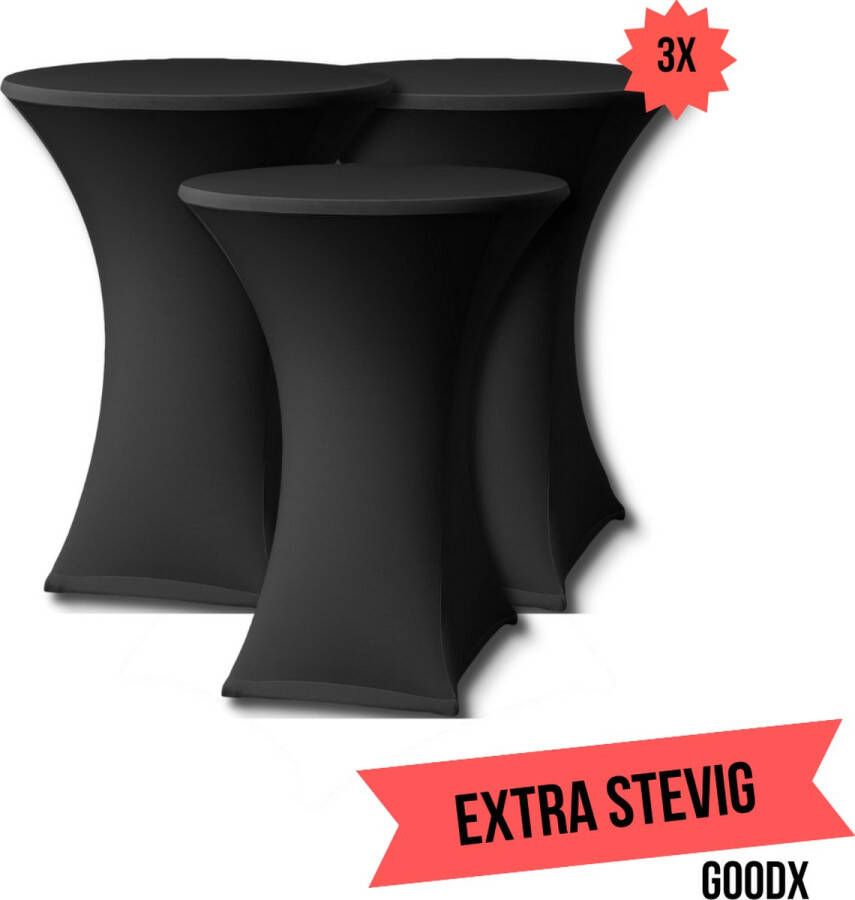 GOODX Statafelrok Zwart 3x – ∅80-85 x 110 cm – Stretch 3 stuks – Tafelrok voor Statafel Geschikt voor feesten en partijen Sta Tafel Hoes Staantafelhoes Cocktailparty