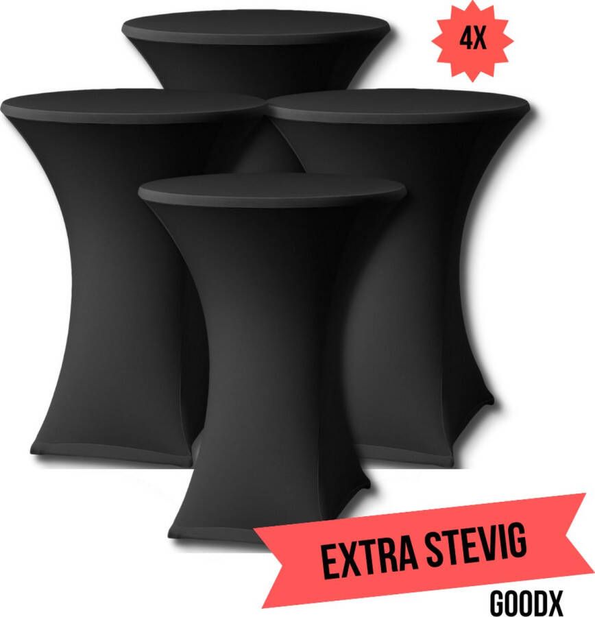 GOODX Statafelrok Zwart 4x – ∅80-85 x 110 cm – Stretch 4 stuks – Tafelrok voor Statafel Geschikt voor feesten en partijen Sta Tafel Hoes Staantafelhoes Cocktailparty