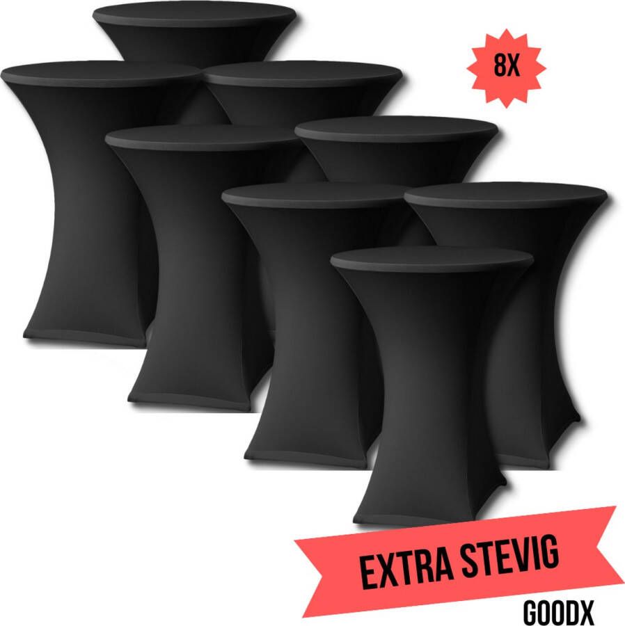 GOODX Statafelrok Zwart 8x – ∅80-85 x 110 cm – Stretch 8 stuks – Tafelrok voor Statafel Geschikt voor feesten en partijen Sta Tafel Hoes Staantafelhoes Cocktailparty