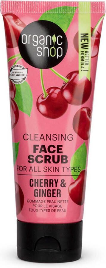 GOrganic Organic Shop Organic Ginger & Cherry Cleansing Face Scrub Oczyszczajacy Scrub Do Twarzy 75ML