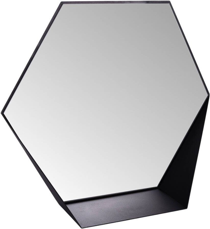 Gorillz Hive Wandspiegel Met Plank Hexagon Spiegel Hangend 60 X 52 Cm Industrieel Zwart